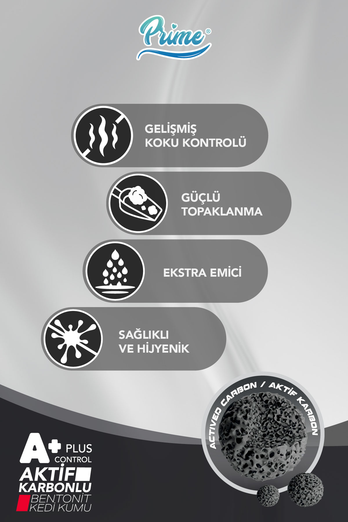 PRİME KUTULU AKTİF KARBONLU KEDİ KUMU 10 LT
